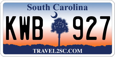 SC license plate KWB927
