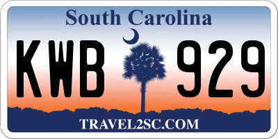 SC license plate KWB929
