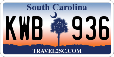 SC license plate KWB936