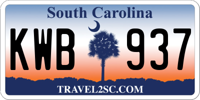 SC license plate KWB937