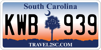 SC license plate KWB939