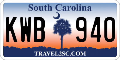 SC license plate KWB940
