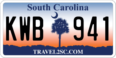 SC license plate KWB941