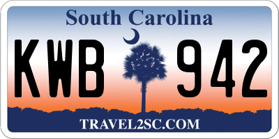 SC license plate KWB942