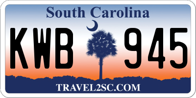 SC license plate KWB945