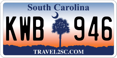 SC license plate KWB946