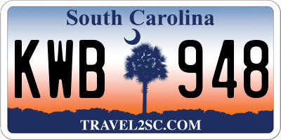 SC license plate KWB948