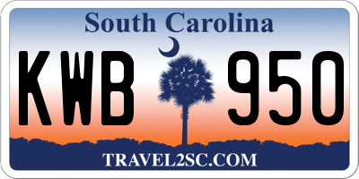 SC license plate KWB950