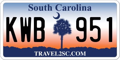 SC license plate KWB951