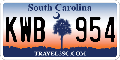 SC license plate KWB954