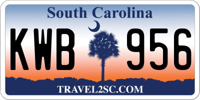 SC license plate KWB956