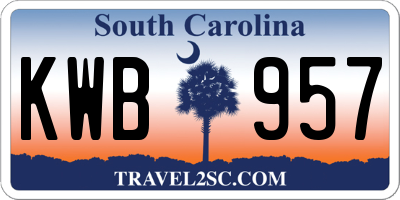 SC license plate KWB957