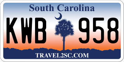 SC license plate KWB958