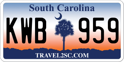 SC license plate KWB959
