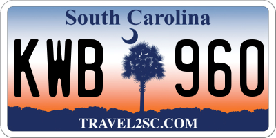 SC license plate KWB960