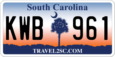 SC license plate KWB961