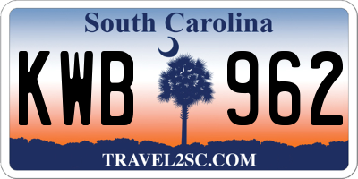 SC license plate KWB962