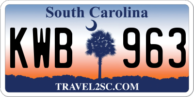 SC license plate KWB963