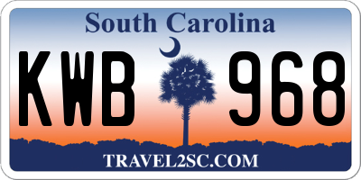 SC license plate KWB968