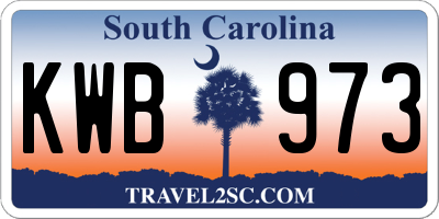 SC license plate KWB973