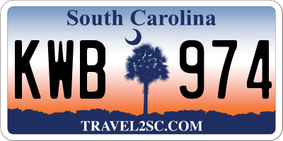SC license plate KWB974