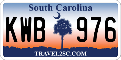 SC license plate KWB976