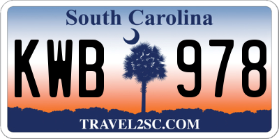 SC license plate KWB978