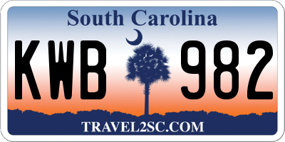 SC license plate KWB982