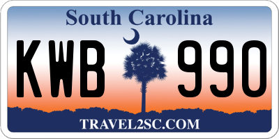 SC license plate KWB990