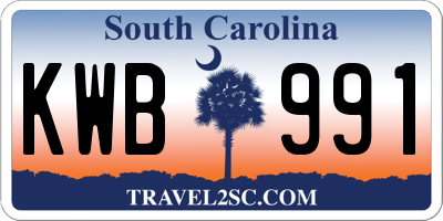 SC license plate KWB991