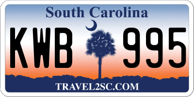 SC license plate KWB995