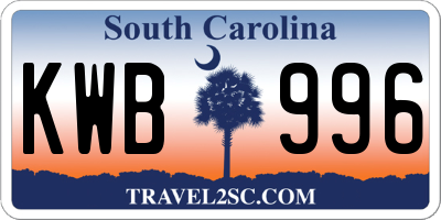 SC license plate KWB996