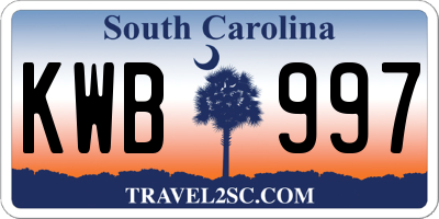 SC license plate KWB997