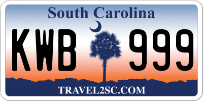 SC license plate KWB999