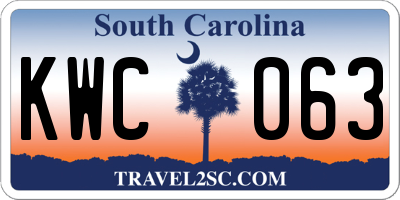 SC license plate KWC063