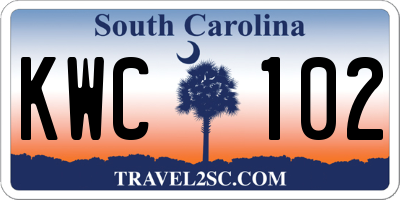 SC license plate KWC102