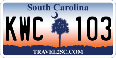 SC license plate KWC103