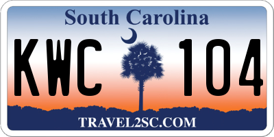 SC license plate KWC104