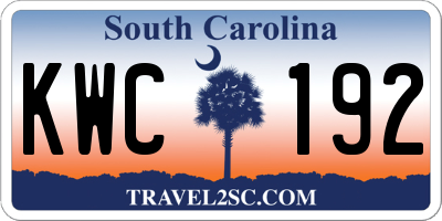 SC license plate KWC192