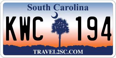 SC license plate KWC194
