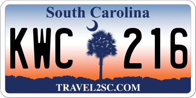 SC license plate KWC216