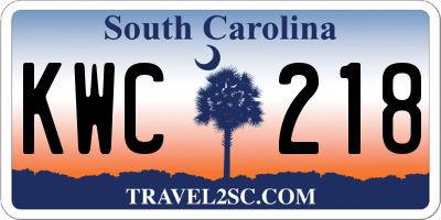 SC license plate KWC218
