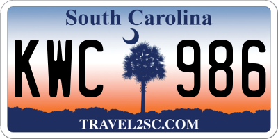 SC license plate KWC986