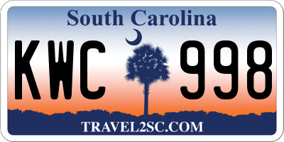 SC license plate KWC998