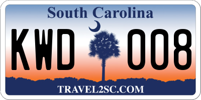 SC license plate KWD008