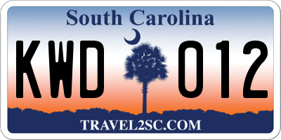 SC license plate KWD012