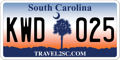 SC license plate KWD025