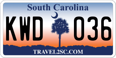 SC license plate KWD036
