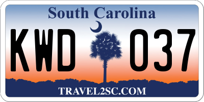 SC license plate KWD037