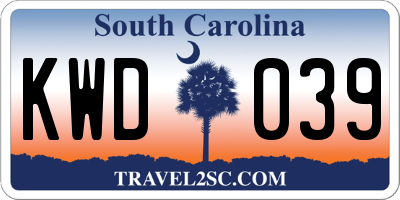 SC license plate KWD039